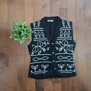LEAF EMBRIODERED VINTAGE SWEATER VEST
